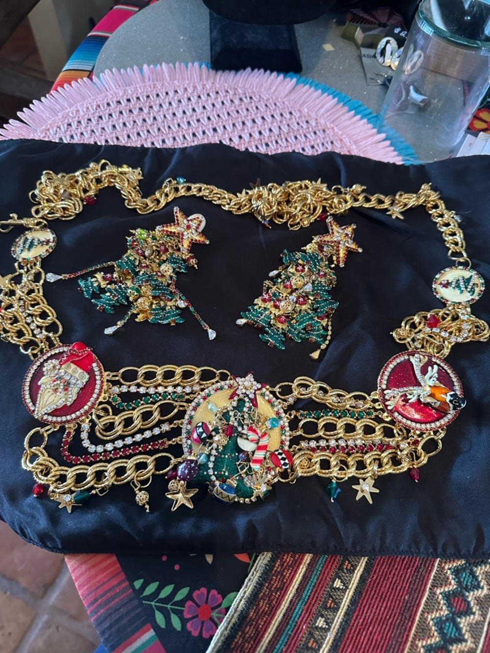 Lunch At The Ritz Vintage Christmas Belt & Earrings